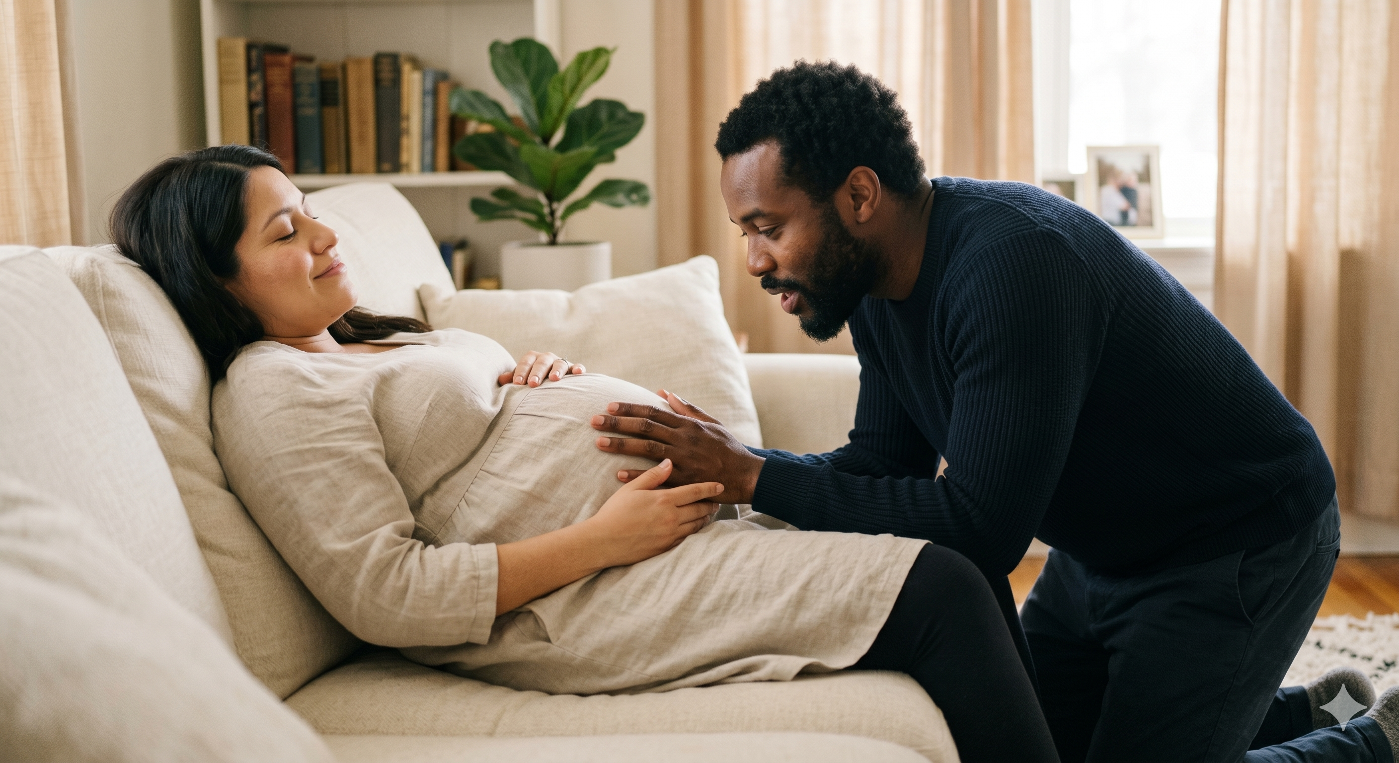 Expecting parents learning about baby care